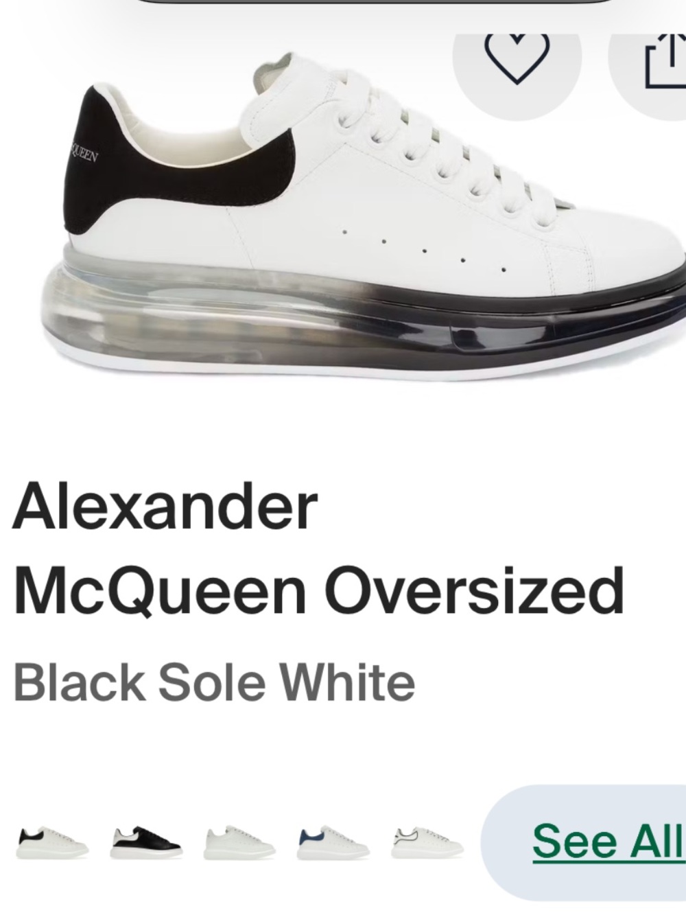 Alexander McQueen Oversized Larry White Black Silver Sneakers